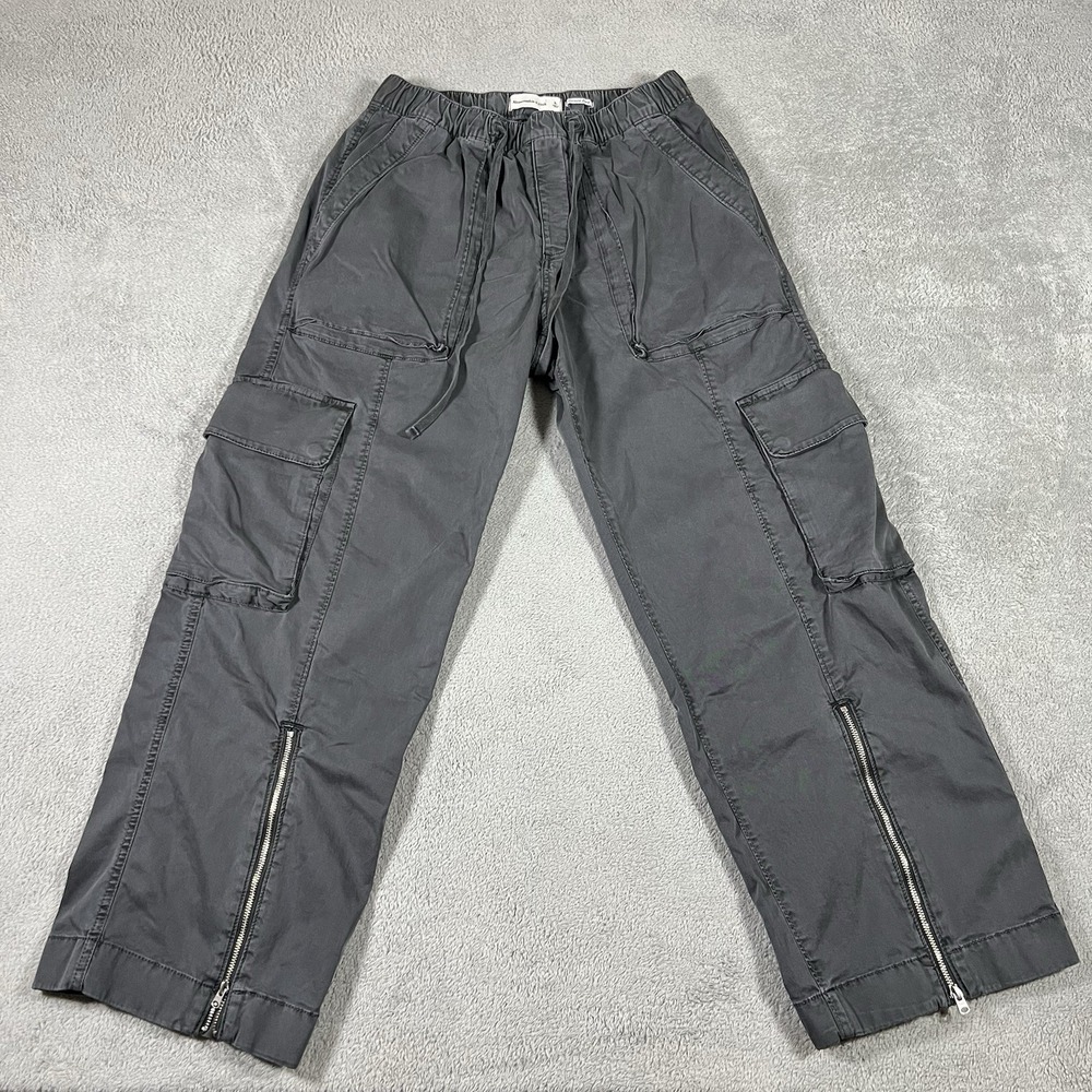 Abercrombie & Fitch Charcoal Cargo Wide Leg Pants
